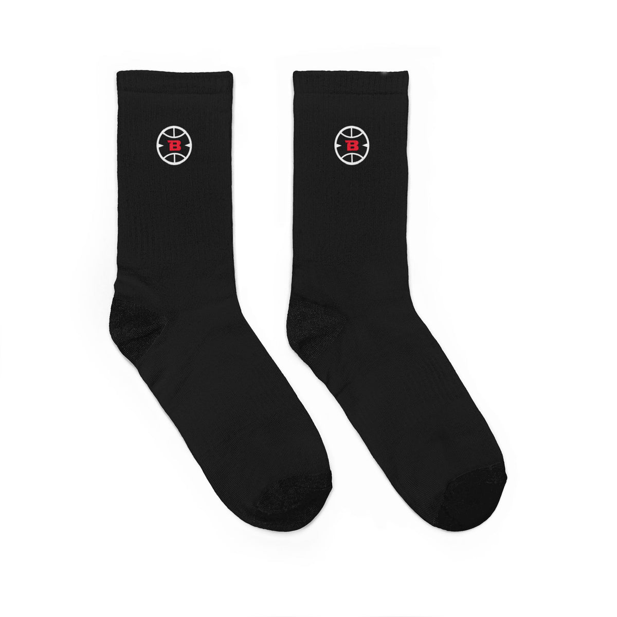 Logo Collection Cushioned Black Crew Socks | Red B
