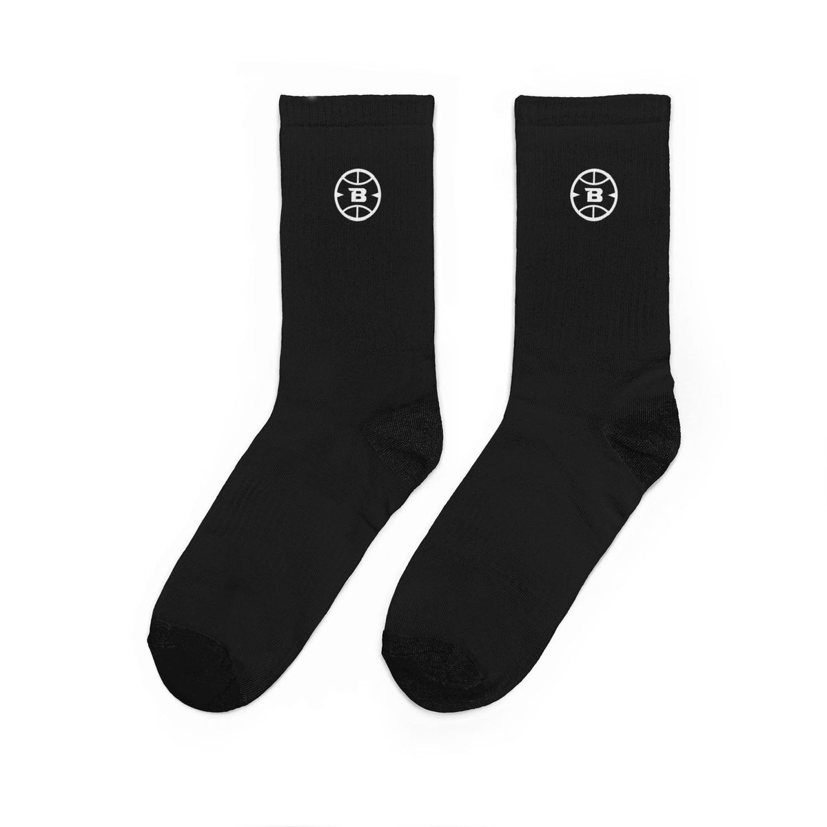 Logo Collection Cushioned Black Crew Socks | White B