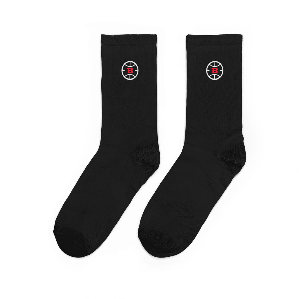 Logo Collection Cushioned Black Crew Socks | Red B