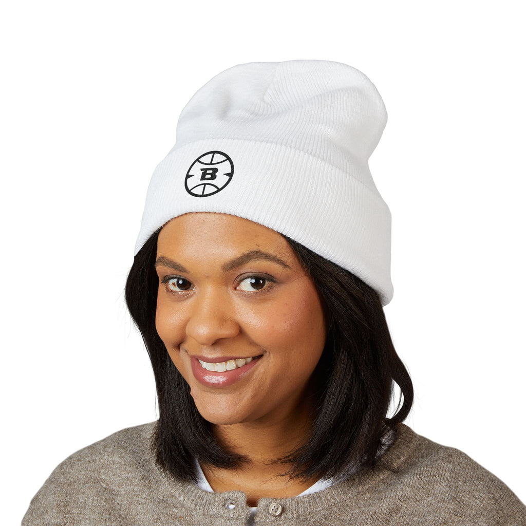 Logo Collection White Cuffed Beanie | Embroidered