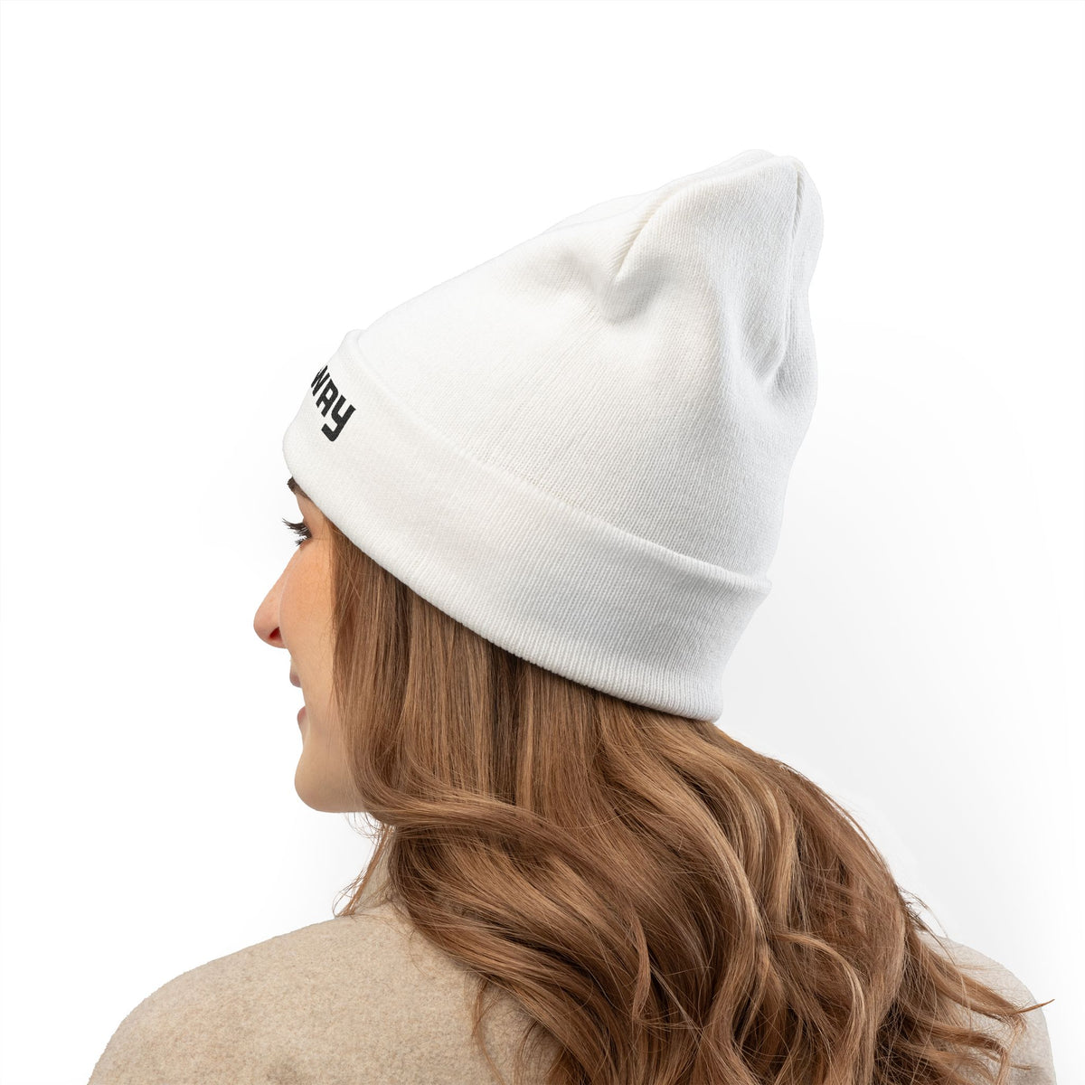 Breakaway Basketball White Knit Beanie | Embroidered