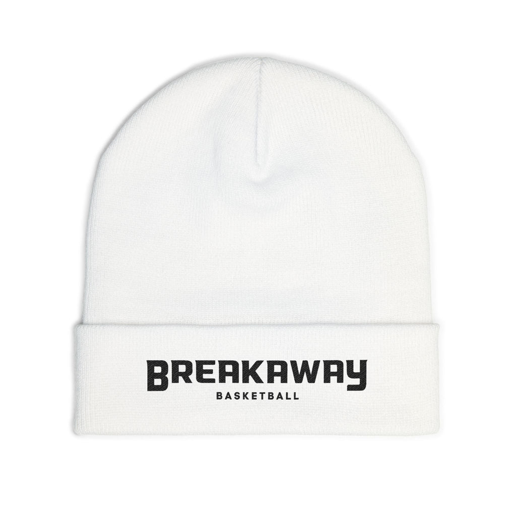 Breakaway Basketball White Knit Beanie | Embroidered
