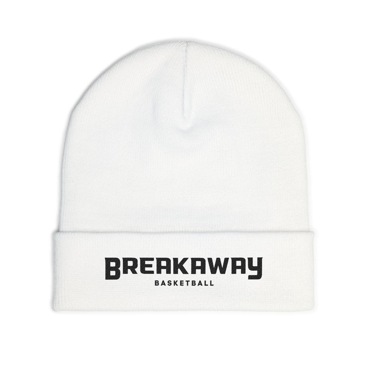 Breakaway Basketball White Knit Beanie | Embroidered