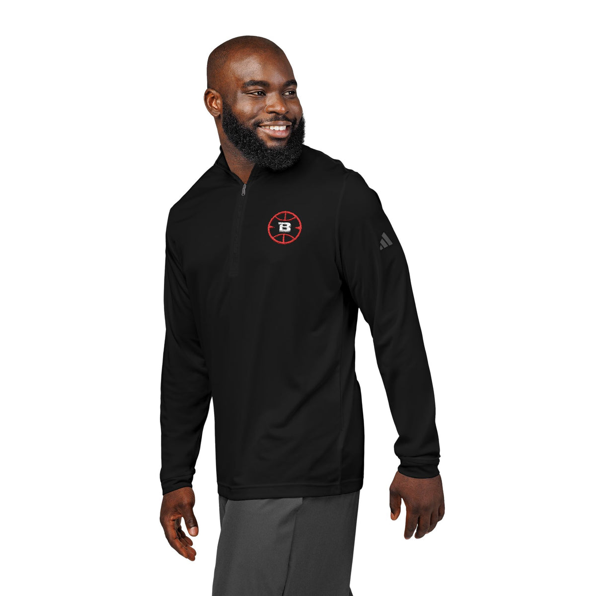 Logo Collection Adidas Quarter-Zip Pullover | Embroidered Red