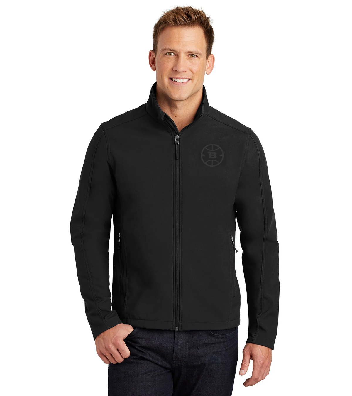 Logo Collection Soft Shell Jacket | Embroidered All Black