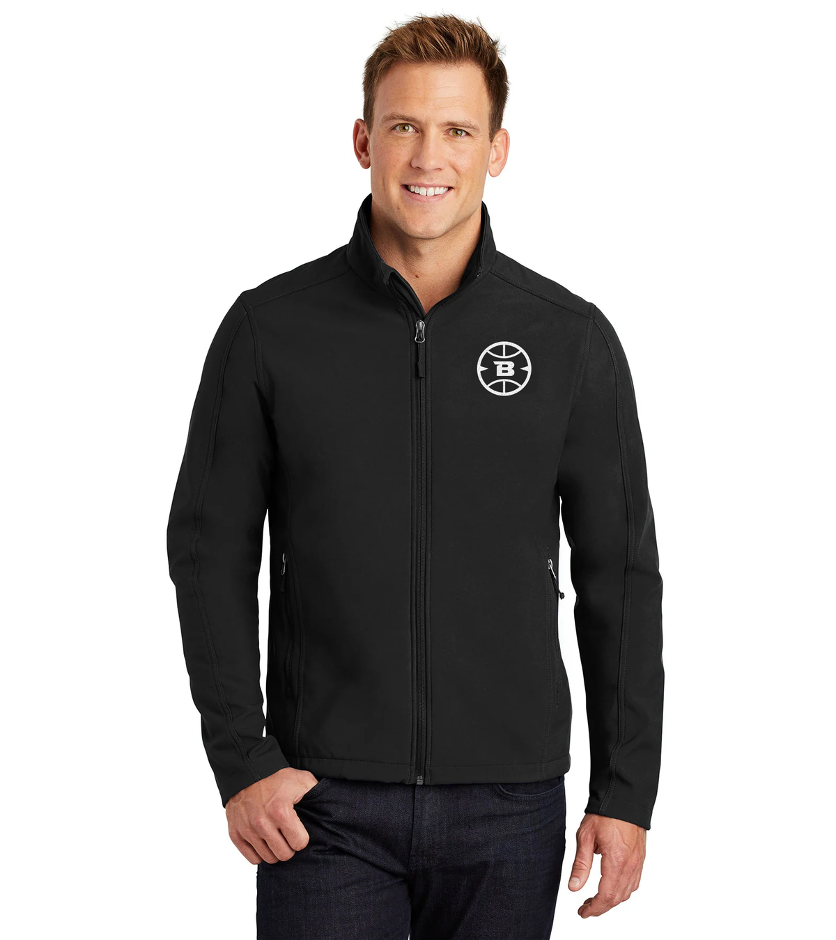 Logo Collection Soft Shell Jacket | Embroidered All White