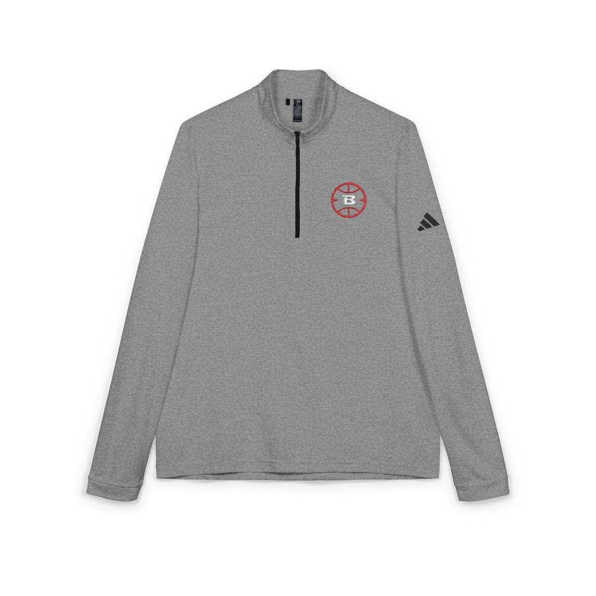Logo Collection Adidas Quarter-Zip Pullover | Embroidered Red