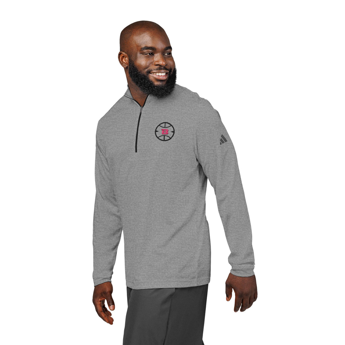 Logo Collection Adidas Quarter-Zip Pullover | Embroidered Pink B