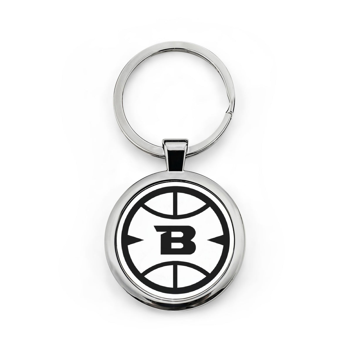 Logo Collection Black & White Stainless Steel Keychain | Short