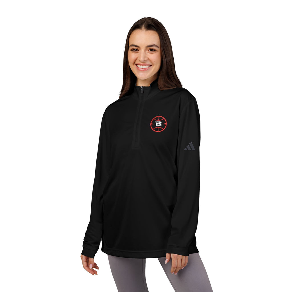 Logo Collection Adidas Quarter-Zip Pullover | Embroidered Red